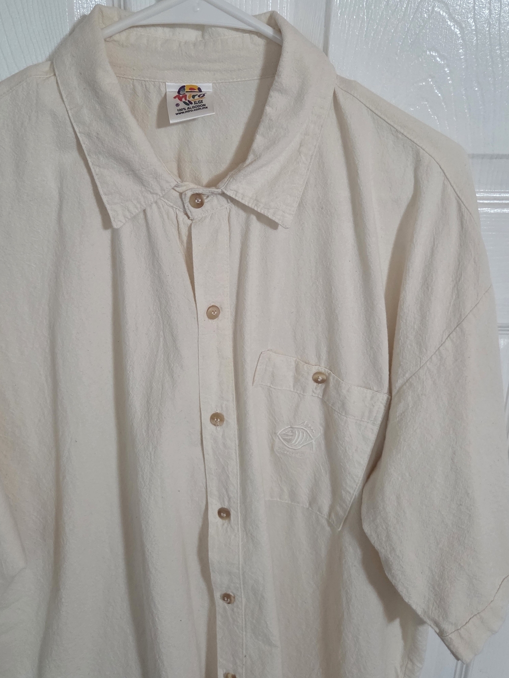 Vintage Ivory Short-Sleeve Button-Up Shirt by MIRO